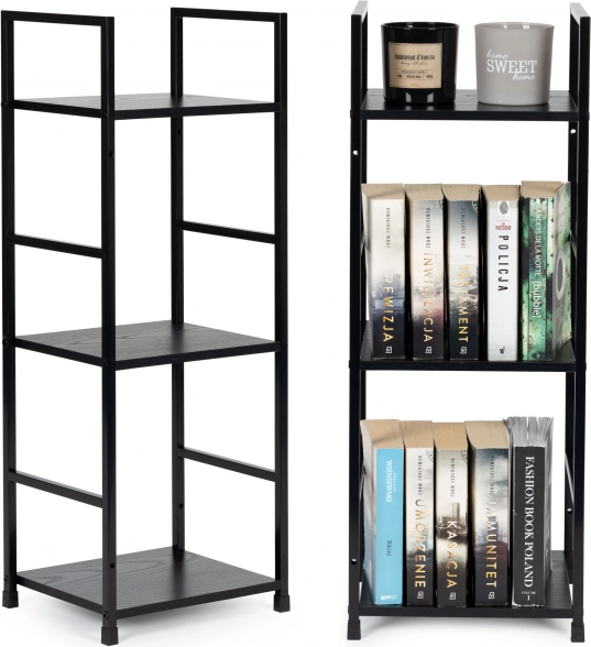 ModernHome loft shelf with 3 shelves, metal frame, black