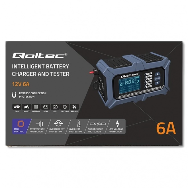Intelligente microprocessorgestuurde oplader met batterijtester en herstelmodus 12V | 6A | LCD | AGM LiFePO4 GEL batterijoplader