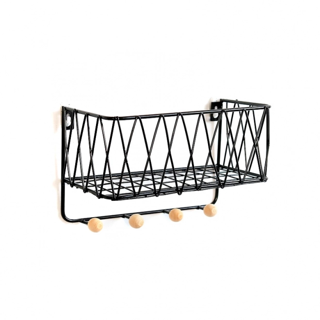 Étagère suspendue avec crochets, style loft, noire, 25,5 cm