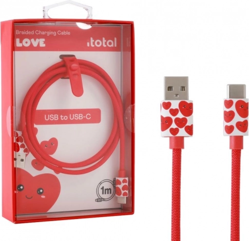 USB‑C Charging Cable with Hearts and Silicone Strap