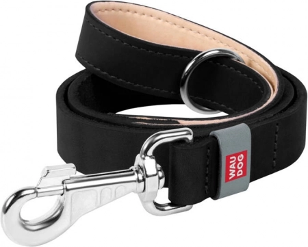 Laisse pour chien en cuir WAUDOG 20 mm, 122 cm, noire