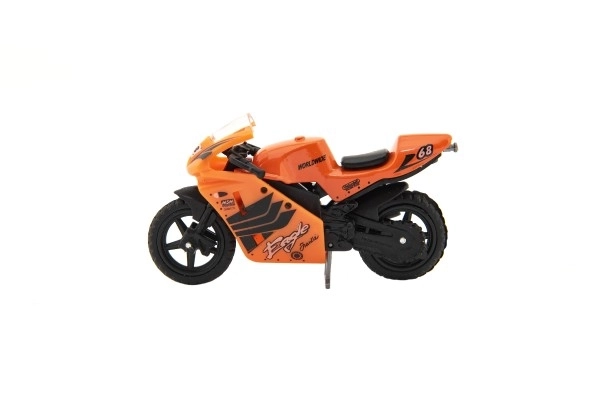 Race motorfiets metaal/kunststof 8cm vrij rollend mix soorten op kaart