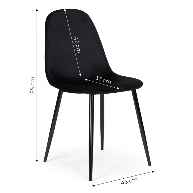 Set van 4 fluwelen eetkamer- en woonkamerstoelen - zwart