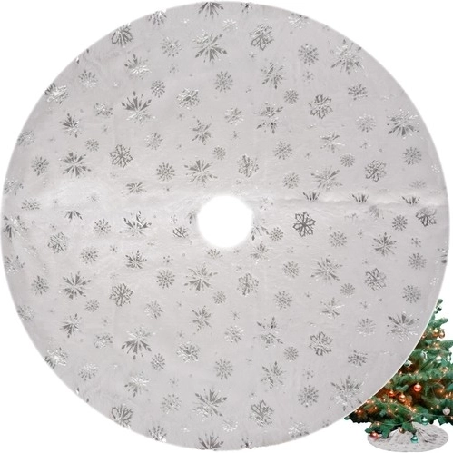 Runder Textilbaumrock mit silbernen Schneeflocken 78 cm