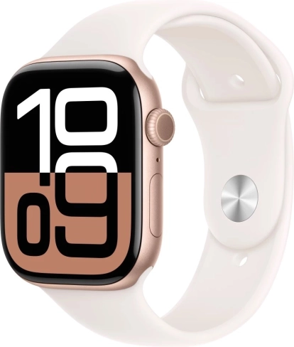 Watch Series 10 GPS 46 mm rosé-goldenes Aluminium mit zartem rosa Sportarmband S/M