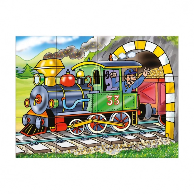 Kinderbildwürfel mit Motiv Lokomotive