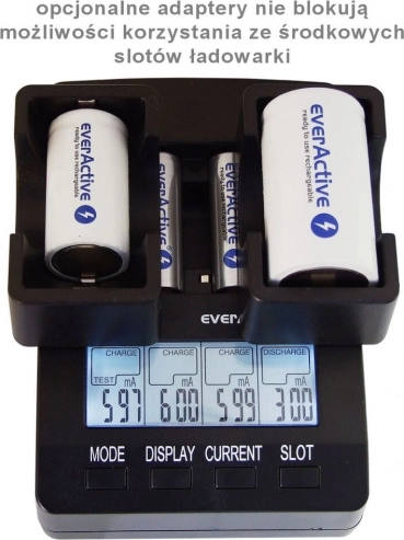 Intelligente lader EVERACTIVE NC-3000 voor AA/AAA met ondersteuning voor C/D (met adapter)