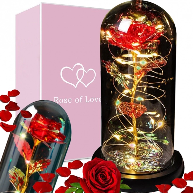 Rose éternelle sous un éclairage en verre