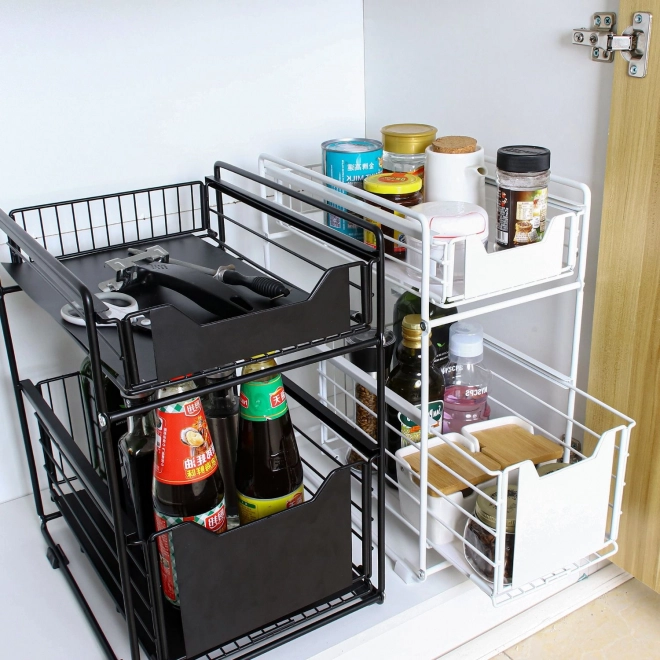 Keukenorganizer met twee ruime planken - wit