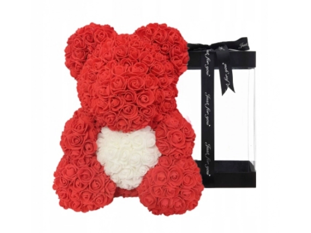 Valentijnsdag rode teddybeer met een hart van rozen - 40 cm