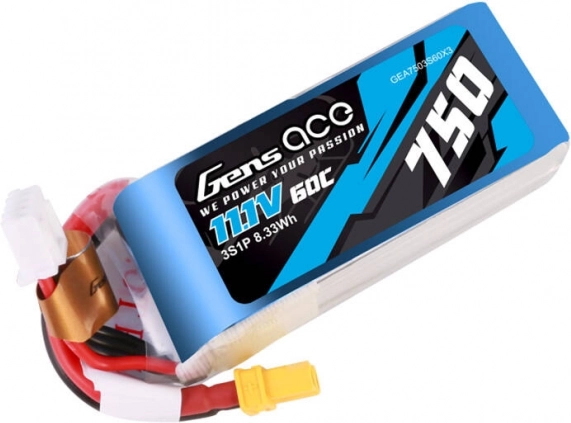 LiPo-Akku 3S 11,1 V 750 mAh 60C mit XT30-Stecker Gens Ace