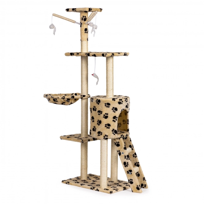 Arbre à chat, maison, arbre, lit, 138cm XL, empreintes de pattes