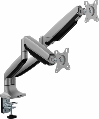 Gasfeder‑Halterung für zwei Monitore 17–35″ mit USB‑A/USB‑C 3.0, Heavy‑Duty