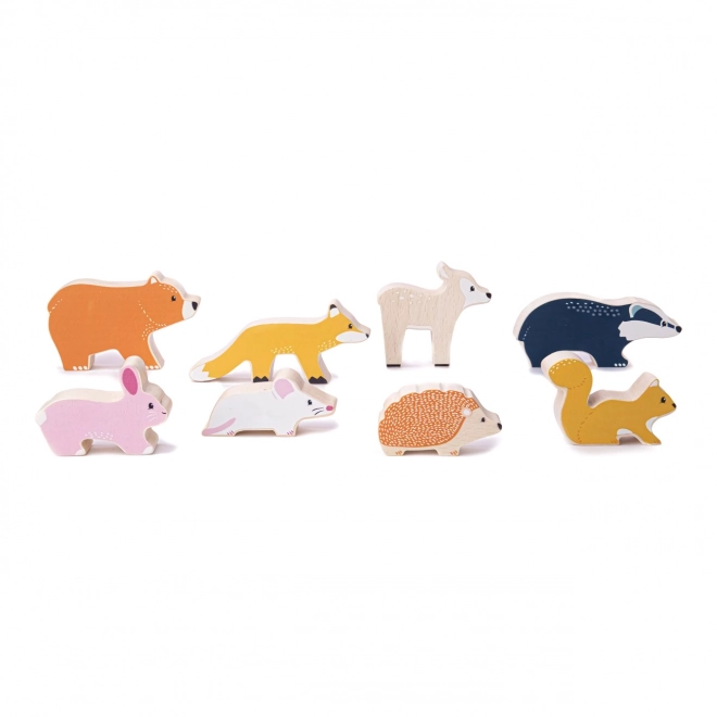 Set van houten bosdieren