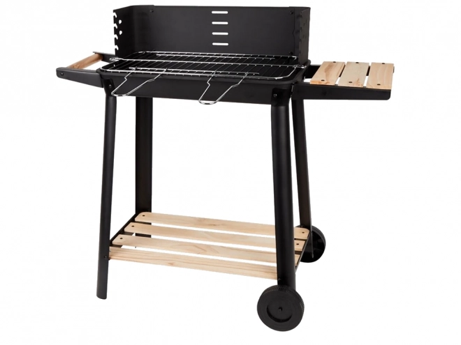 Tragbarer Holzkohlegrill für den Garten mit verstellbarem Rost und Ablagen