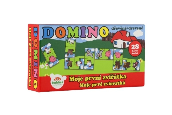 Domino Mijn eerste dieren houten gezelschapsspel 28st in doosje 17x9x3,5cm MPZ