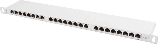 Panneau de brassage 24 ports 0,5U, catégorie 6, gris, blindé