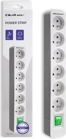 Verlengsnoer met 6 stopcontacten 1,8 m wit en grijs