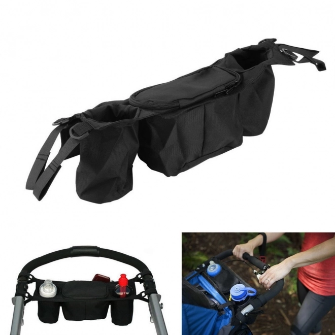 Organizer für Kinderwagen für Flaschen in grauer Farbe – Schwarz