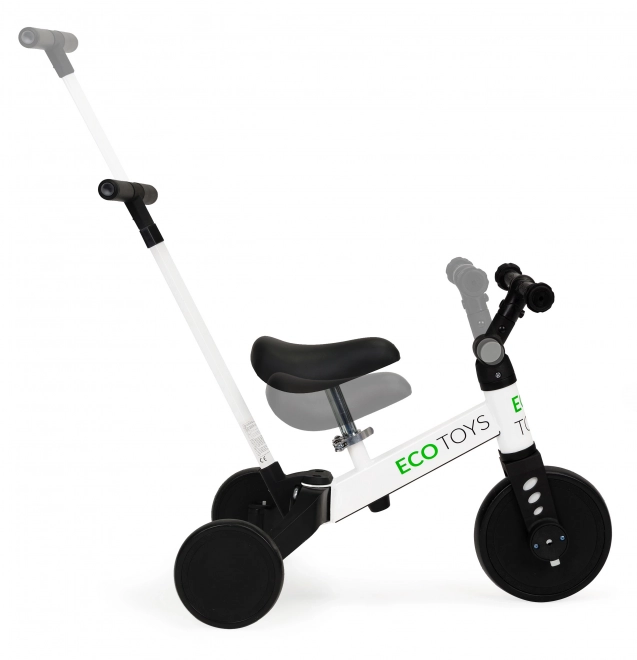 Drielingfiets loopfiets met duwstang 2 in 1