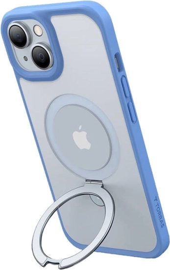 Torras Ostand Matte case with magnetic ring for iPhone 15 (dark blue)