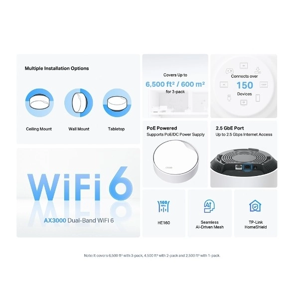 Wi-Fi systeem TP-Link Deco X50-PoE (3-pack) AX3000