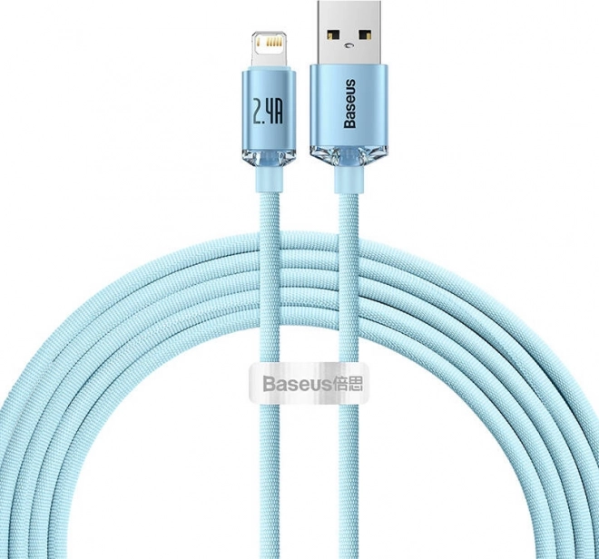 USB Cable BASEUS Crystal Shine for iPhone, 2.4A, 2 m, blue