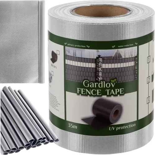 Protective fence tape 19 cm x 35 m 450 g/m² gray with clips GARDLOV