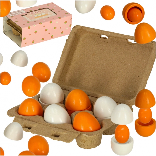 Wooden Montessori Play Eggs with Removable Yolks