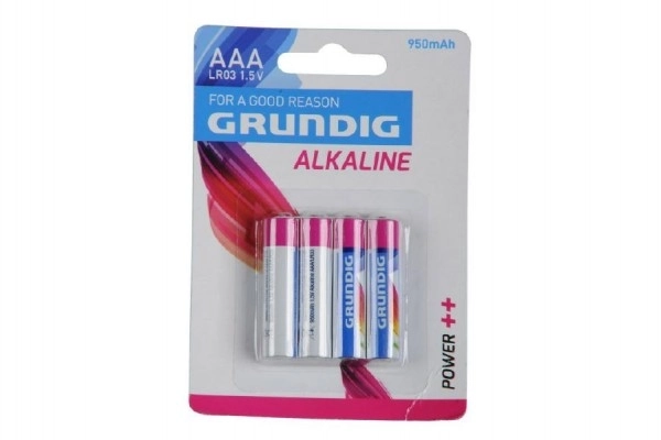 Piles Grundig LR03/AAA 1,5 V alcalines 4 pièces sur carte