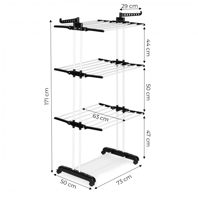 Vertikaler Wäscheständer mit Rädern und zusammenklappbarem Design