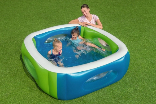 Aufblasbarer Pool mit Fenstern für Kinder - 168 cm x 168 cm x 56 cm