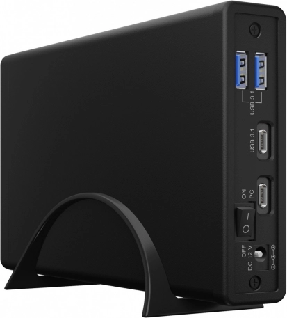 Boîtier externe ICY BOX pour HDD/SSD 2,5"/3,5" avec USB‑C et hub USB
