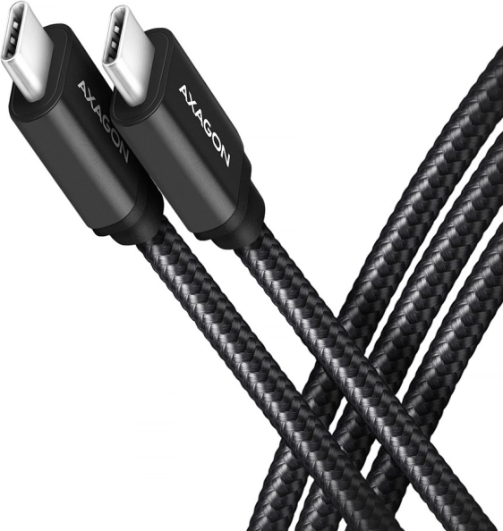 USB‑C – USB‑C Cable 3.2 Gen 1, 1 m, PD 60 W (3 A), Aluminum, Braided, Black – AXAGON