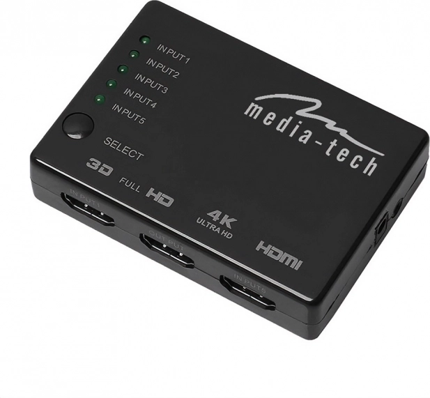 MEDIA-TECH HDMI Switch 5×1 4K with Remote Control