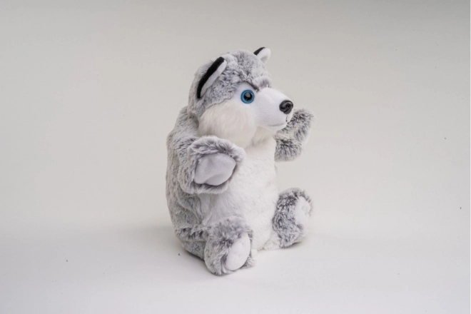 Pluche Hond Husky marionet 25 cm