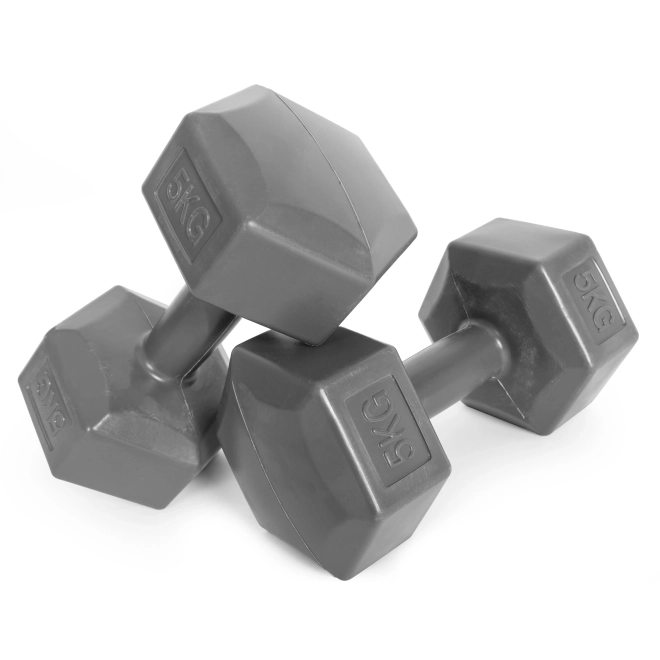 Set van zeshoekige halters 2x5 kg grijs ModernHome
