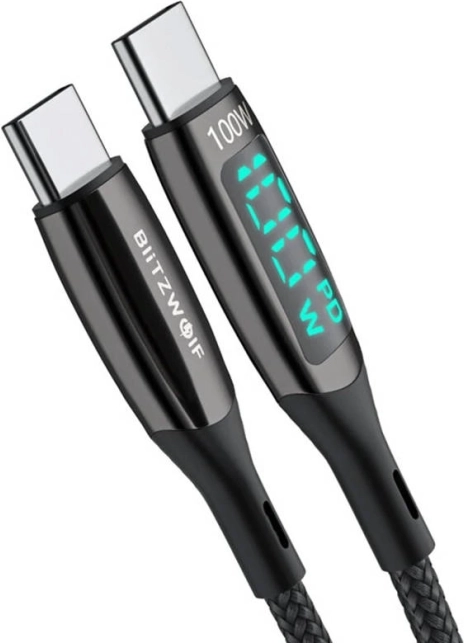 USB-C to USB-C Cable with Display 100W and 1.8 m Length in Black