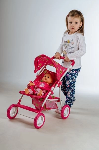 Sportieve poppenwagen met kap