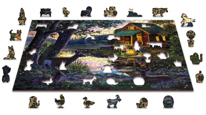 Houten Stad Houten Puzzel Avond in Huis bij het Meer 2-in-1, 505 Stukken EKO