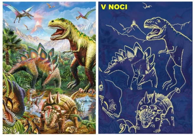 Glow-in-the-dark Dinosaur World Puzzle 100 XL Pieces