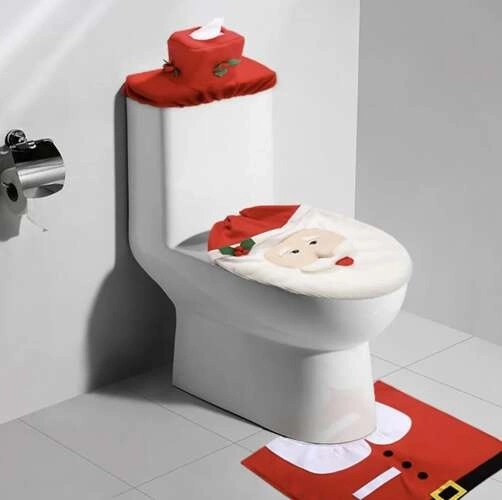 Kerst toilet hoes met tapijt Ruhhy 22360