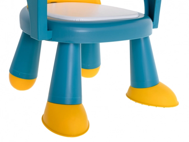 Stoelen om te voeden en spelen geel en blauw
