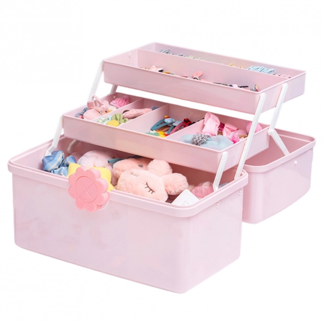 Roze organizer voor sieraden en cosmetica-accessoires
