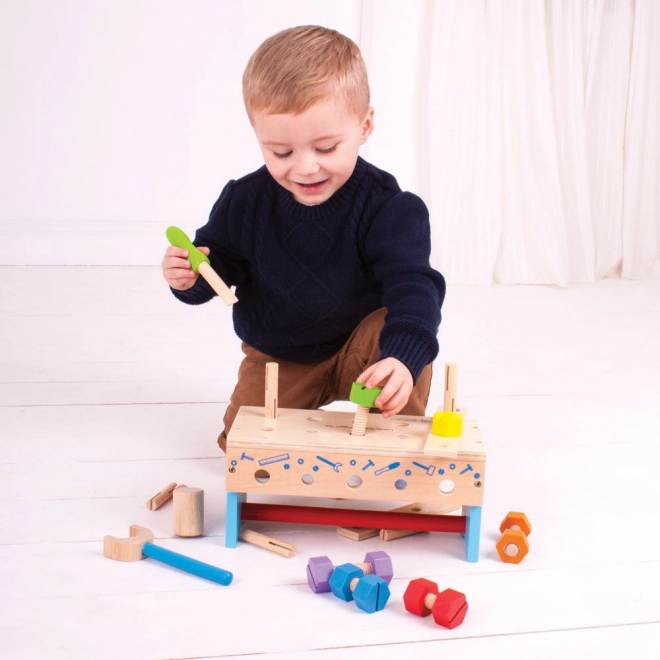 Établi en bois et caisse à outils 2 en 1 Bigjigs Toys