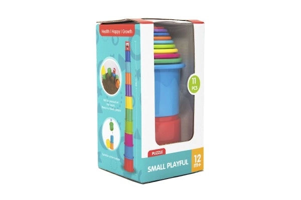 Kubus piramide stapelaar ronde plastic 11st in doos 11x20x11cm 12m+