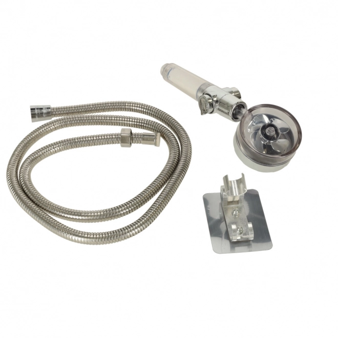 Silbernes Duschkopf-Set mit Turbine und Schlauch