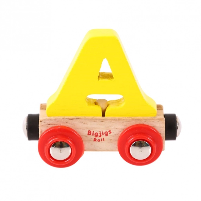 Houten wagon voor treinbaan met letter A