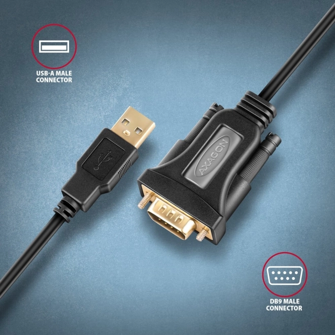 Adapter USB 2.0 to RS-232 with Serial Port, 1.5m Cable, FTDI Chip