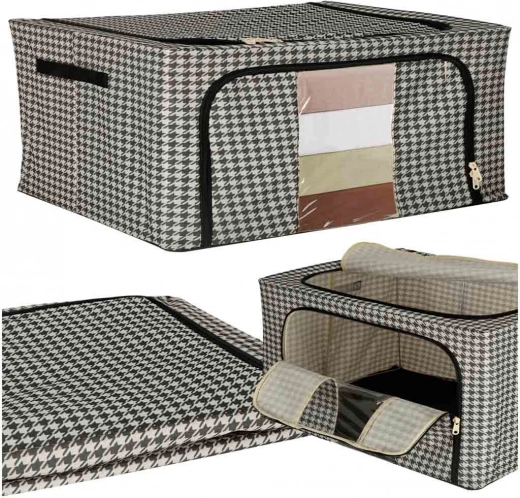 Textiele organizer voor kast voor beddengoed, kleding en dekens 22 l – zwart‑wit